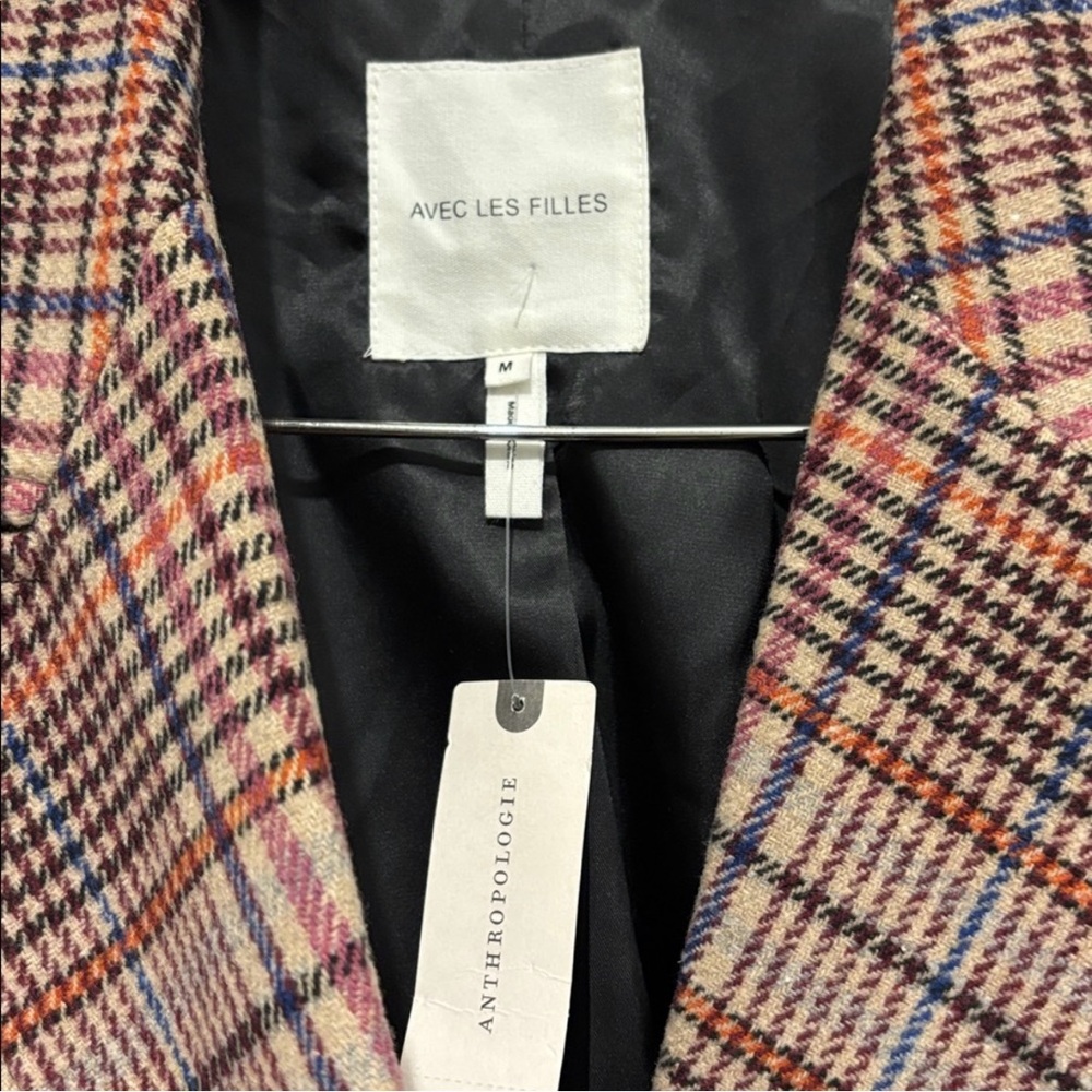 🍒NWT🍒 Avec Les Filles Oversized Double Breasted Plaid Blazer, Size Medium - Picture 9 of 10